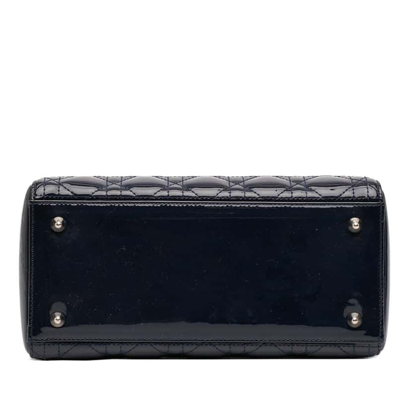 Dior Medium Patent Cannage Lady Dior Blue Leather Very good condition - Inside View