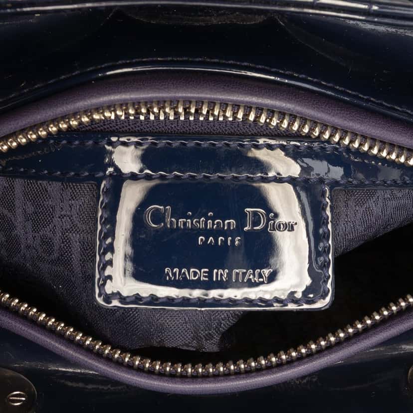 Dior Medium Patent Cannage Lady Dior Blue Leather Very good condition - Box View