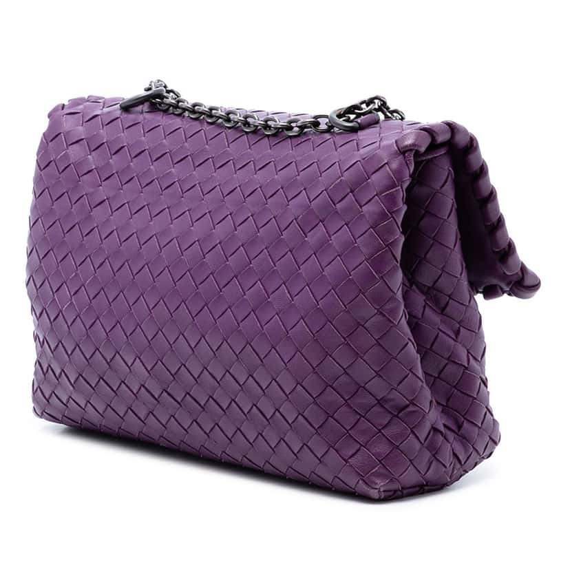 Bottega Veneta Small Nappa Intrecciato Olimpia Shoulder Bag Purple Leather Very good condition - Back View