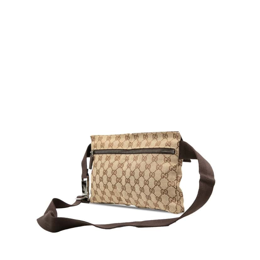 Gucci GG Canvas Double Pocket Belt Bag Beige Very good condition - Back View