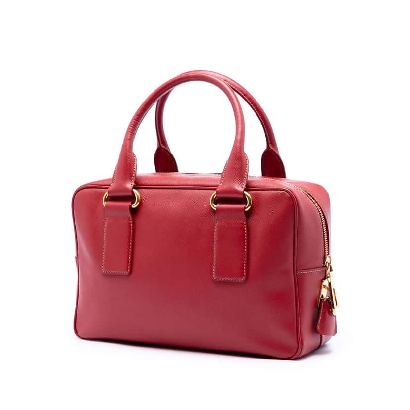 Prada Saffiano Lux Handbag Red Leather Very good condition - Back View