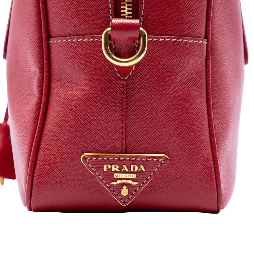 Prada Saffiano Lux Handbag Red Leather Very good condition - Box View