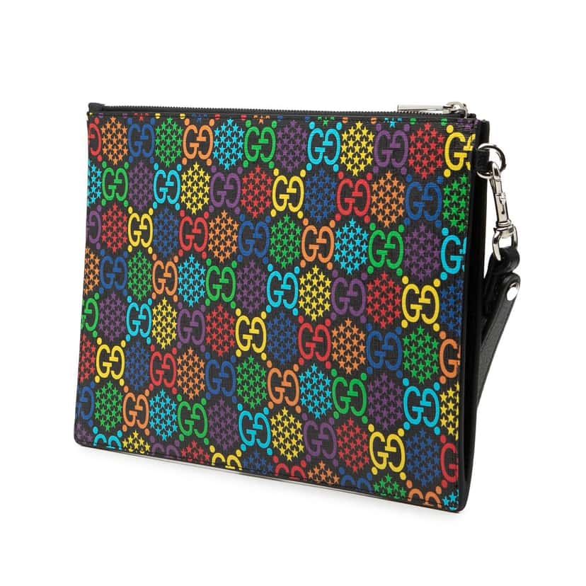 Gucci GG Supreme Psychedelic Zip Clutch Black Very good condition - Back View