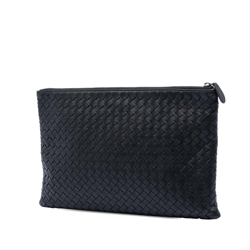 Bottega Veneta Nappa Intrecciato Clutch Black Leather Very good condition - Back View