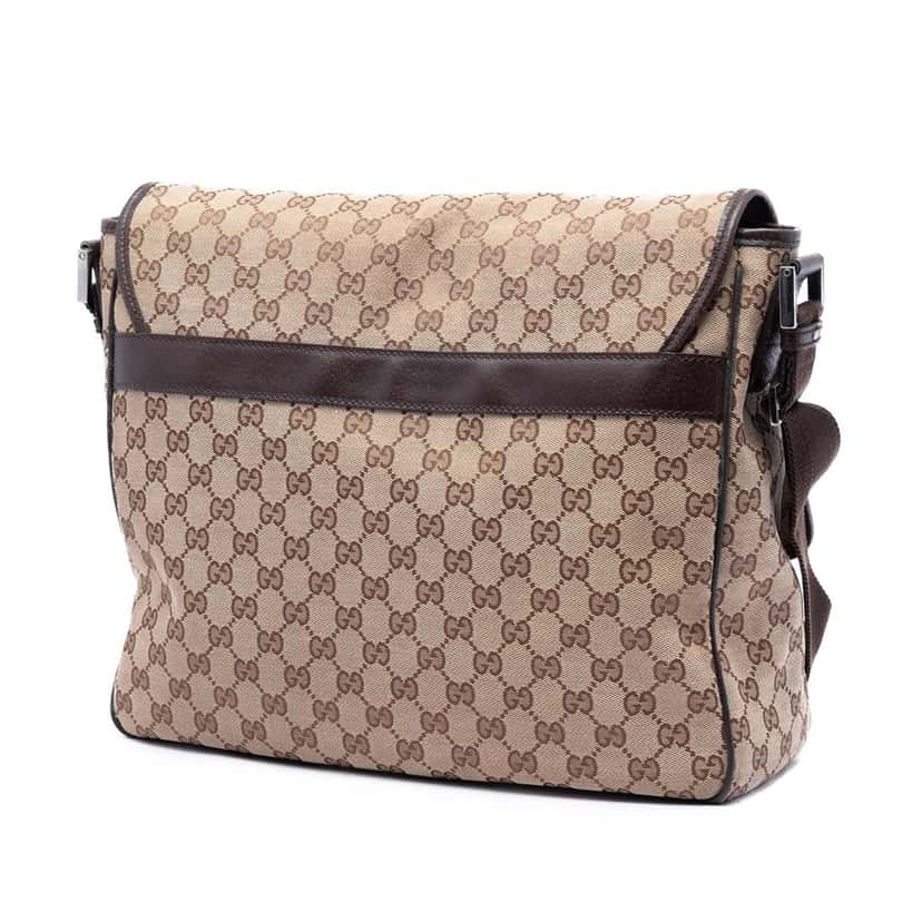 Gucci GG Canvas Flap Messenger Bag Beige Very good condition - Back View