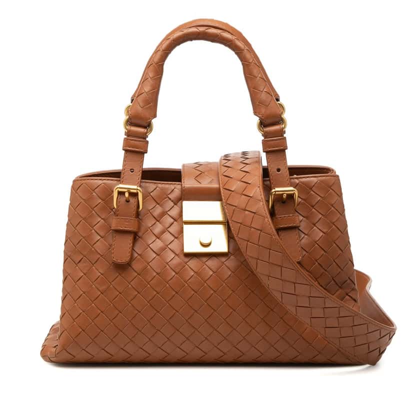 Bottega Veneta Mini Nappa Intrecciato Roma Satchel Brown Leather Very good condition - Front View