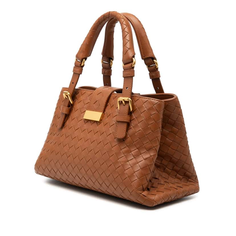 Bottega Veneta Mini Nappa Intrecciato Roma Satchel Brown Leather Very good condition - Back View