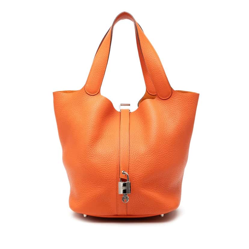 Hermès Clemence Picotin Lock 26 Orange Leather Very good condition - Front View