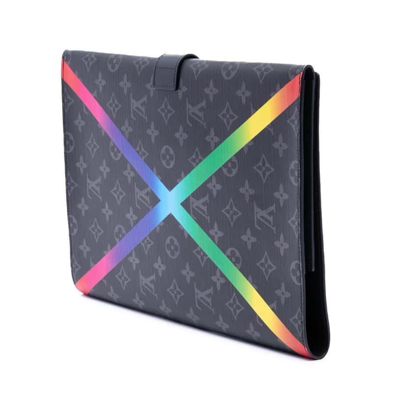 Louis Vuitton Monogram Eclipse Rainbow Franck Folder Black Very good condition - Back View