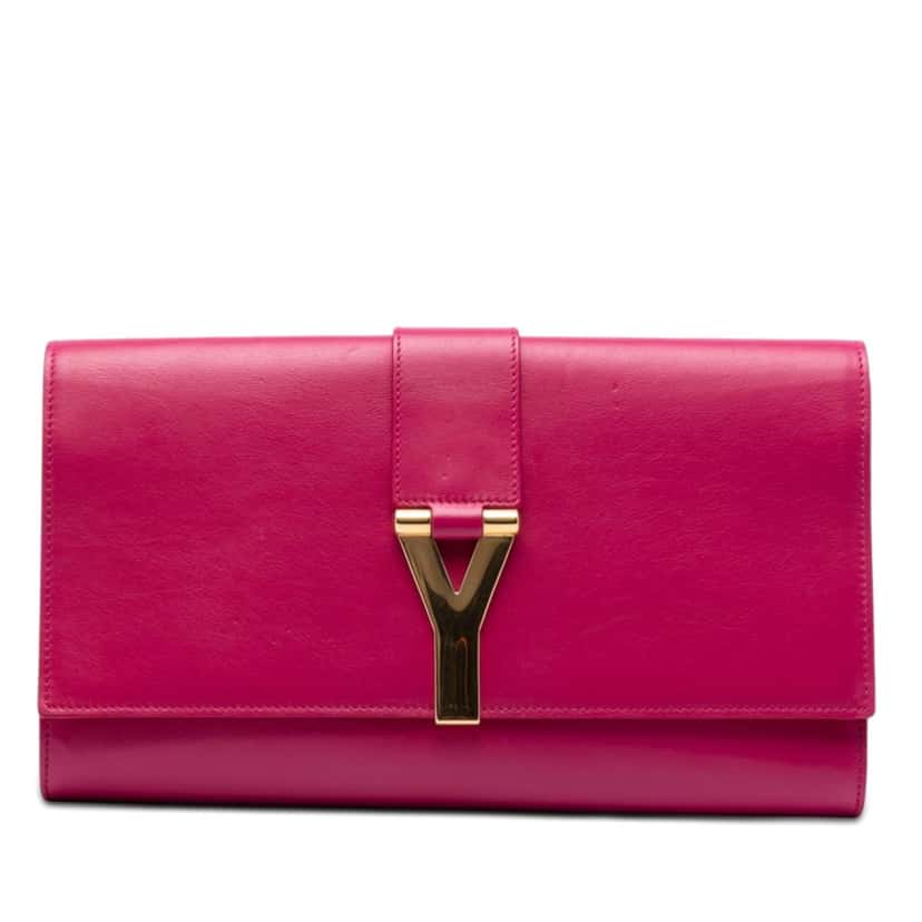 Saint Laurent Leather Chyc Ligne Clutch Pink Leather Very good condition - Front View