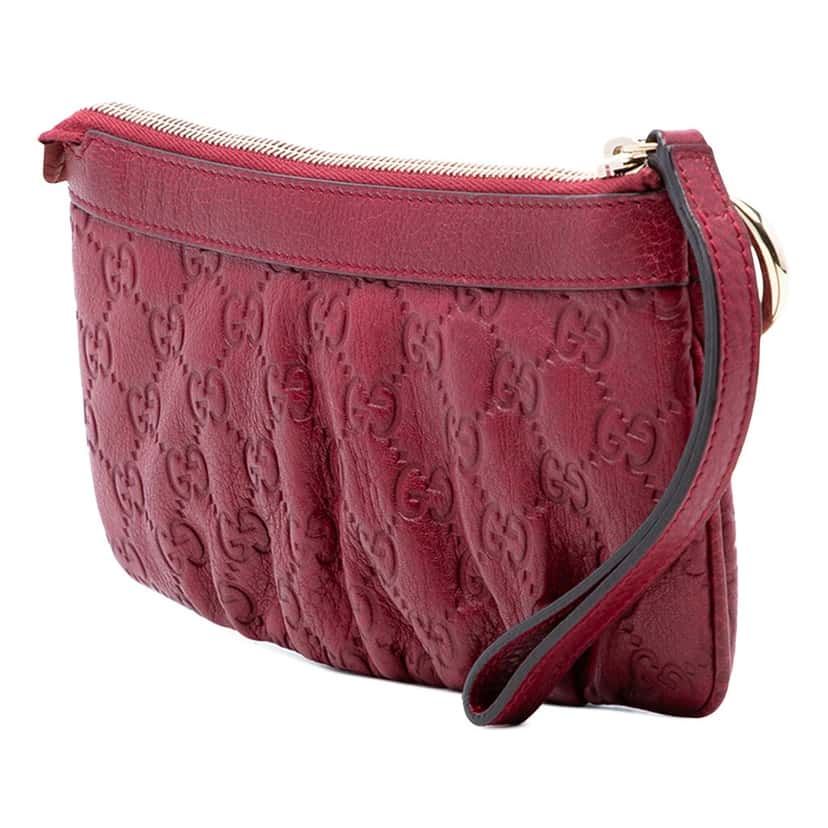 Gucci Guccissima New Britt Wristlet Clutch Red Leather Very good condition - Back View