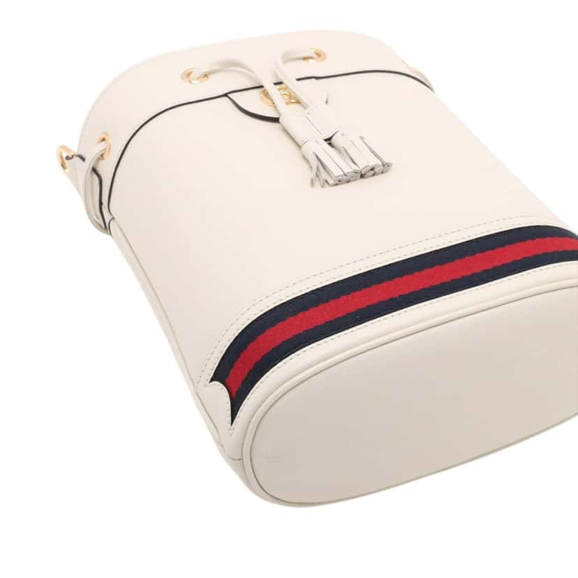 Gucci Small Calfskin Web Ophidia Bucket Bag White Leather Very good condition - Inside View