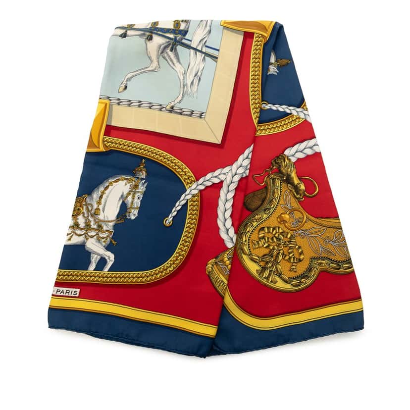 Hermès Grand Apparat Silk Scarf 90 Red Very good condition - Front View