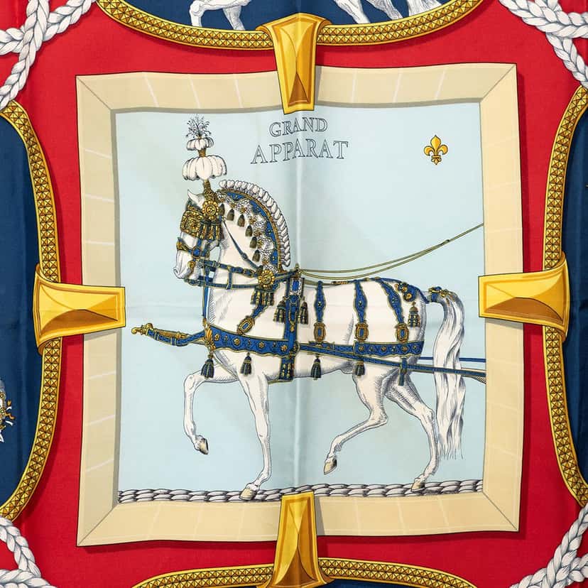 Hermès Grand Apparat Silk Scarf 90 Red Very good condition - Back View