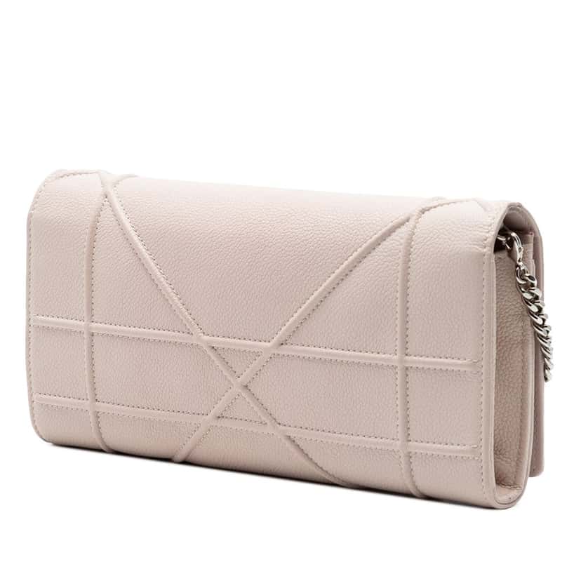 Dior Grained Calfskin Diorama Croisiere Wallet on Chain Pink Leather Very good condition - Back View
