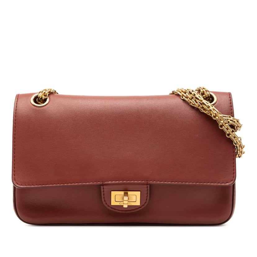 Chanel Calfskin Reissue 2.55 Nude Double Flap 225 Red Leather Very good condition - Front View