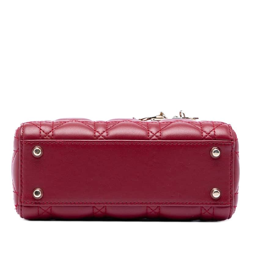 Dior Mini Lambskin Cannage Lady Dior Red Leather Very good condition - Inside View