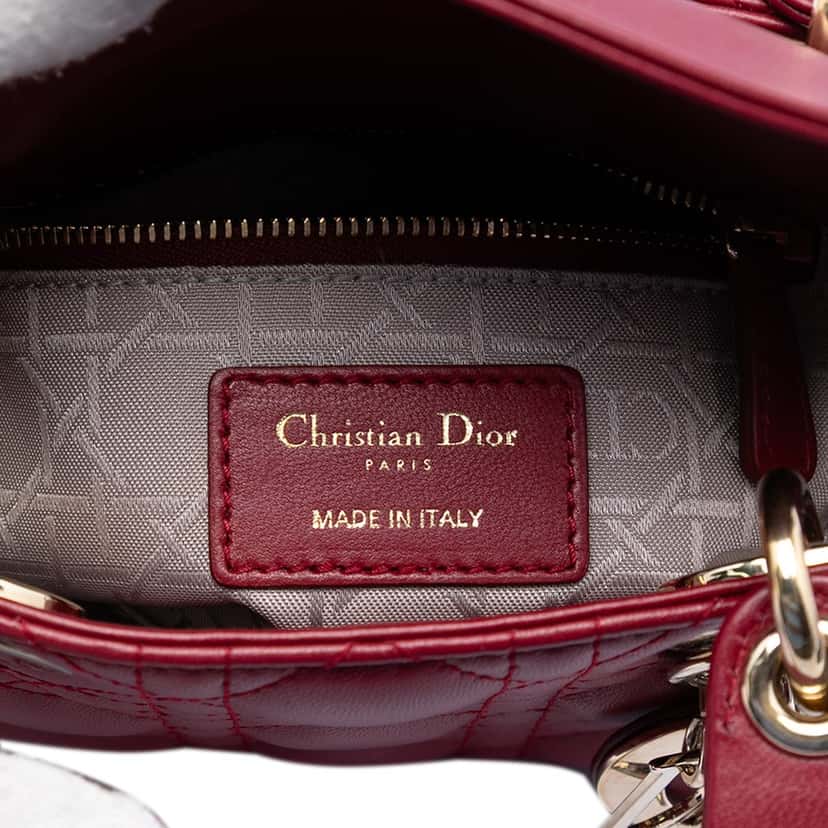 Dior Mini Lambskin Cannage Lady Dior Red Leather Very good condition - Box View