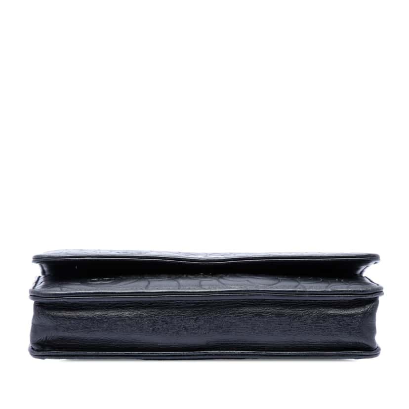 Chanel CC Embossed Lambskin Camellia Wallet On Chain Black Leather Very good condition - Inside View