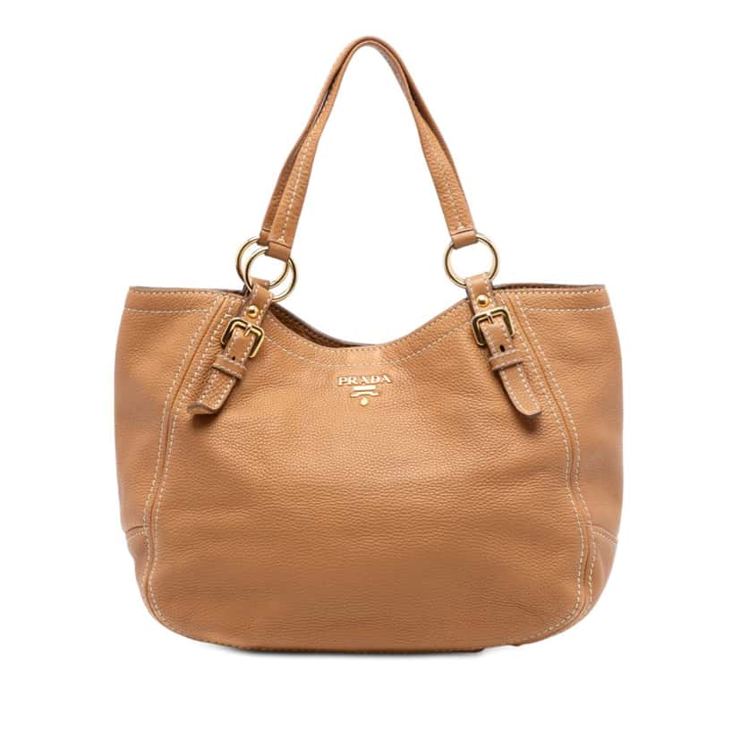 Prada Vitello Daino Shoulder Bag Brown Leather Very good condition - Front View