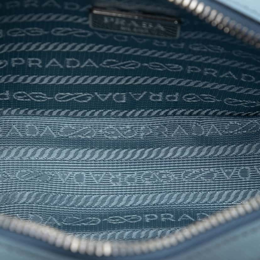 Prada Mini Saffiano Camera Bag Blue Leather Very good condition - Model View