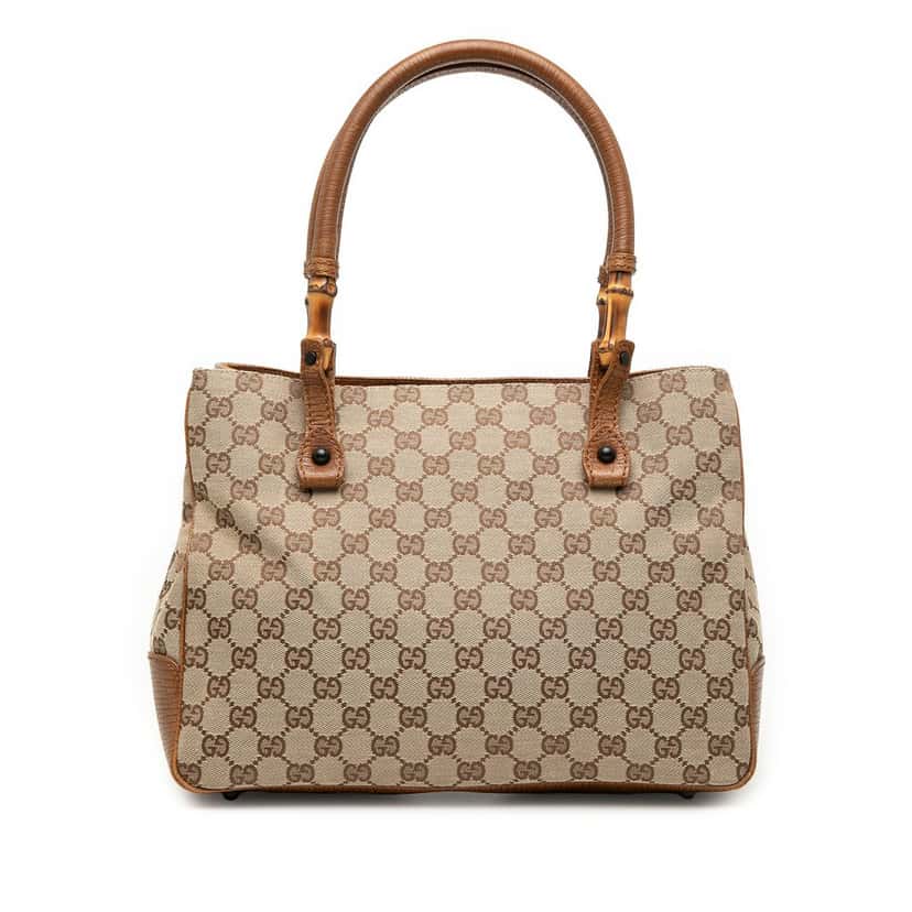 Gucci GG Canvas Bamboo Tote Beige Very good condition - Front View