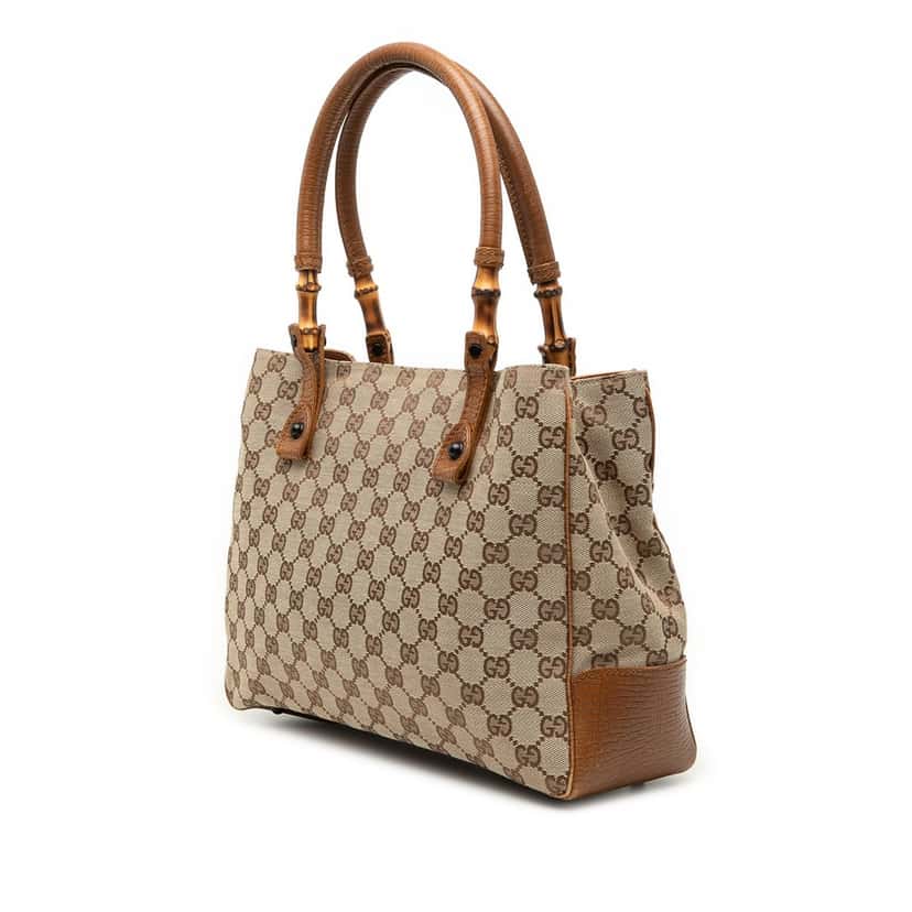 Gucci GG Canvas Bamboo Tote Beige Very good condition - Back View