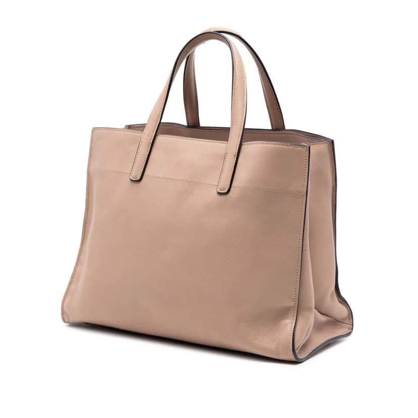 Prada Saffiano Soft Triple Pocket Satchel Brown Leather Good condition - Back View