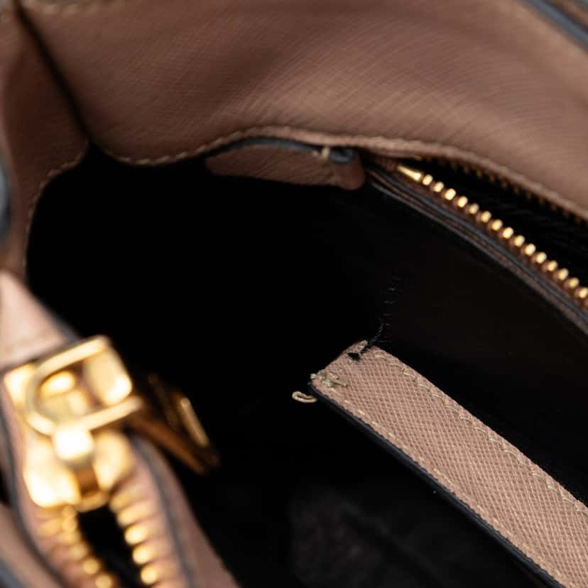 Prada Saffiano Soft Triple Pocket Satchel Brown Leather Good condition - Box View