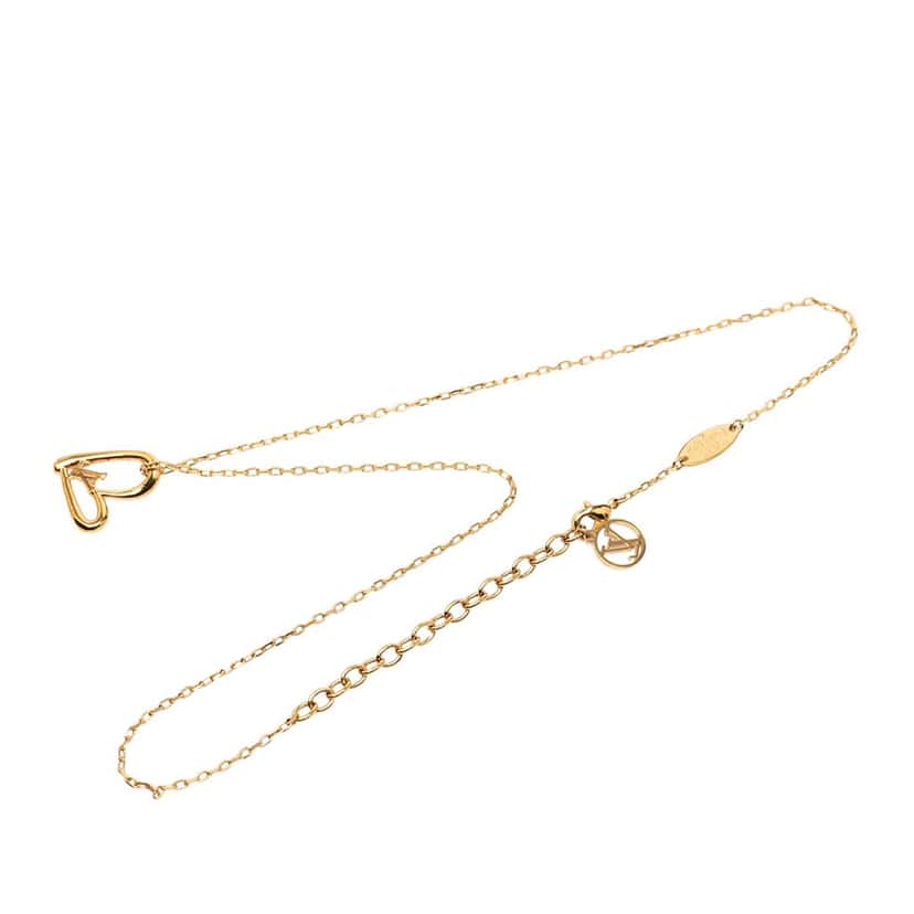 Louis Vuitton Gold Plated LV Fall In Love Pendant Necklace Gold Metal Very good condition - Front View