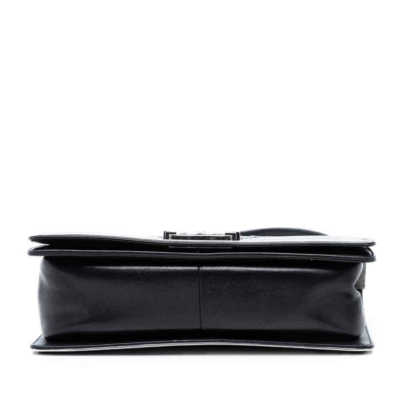 Chanel Old Medium Calfskin Crystal Embellished Boy Flap Silver Leather Very good condition - Inside View
