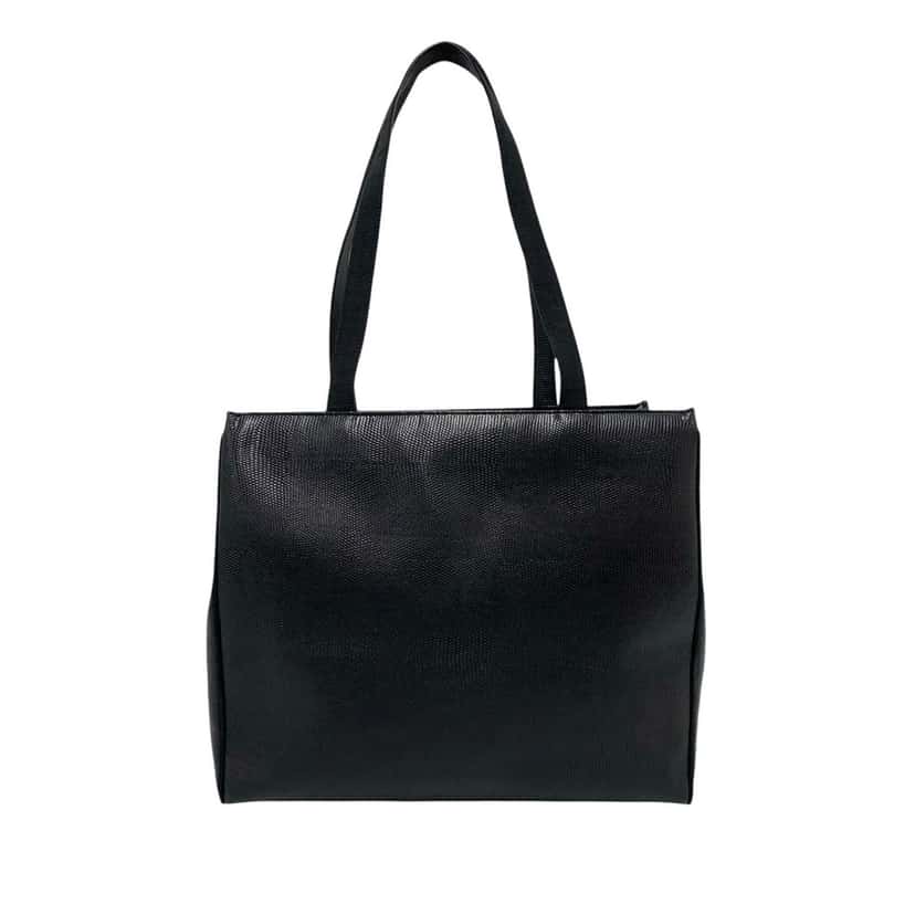 Ferragamo Lizard Embossed Leather Vara Tote Black Leather Very good condition - Back View