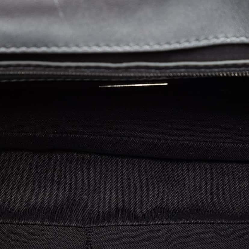 Fendi Medium Metallic Leather Embossed FF Baguette Satchel Silver Leather Very good condition - Model View