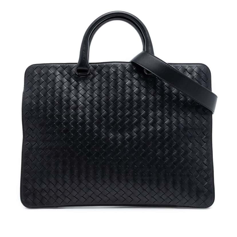 Bottega Veneta Nappa Intrecciato Business Bag Black Leather Very good condition - Front View