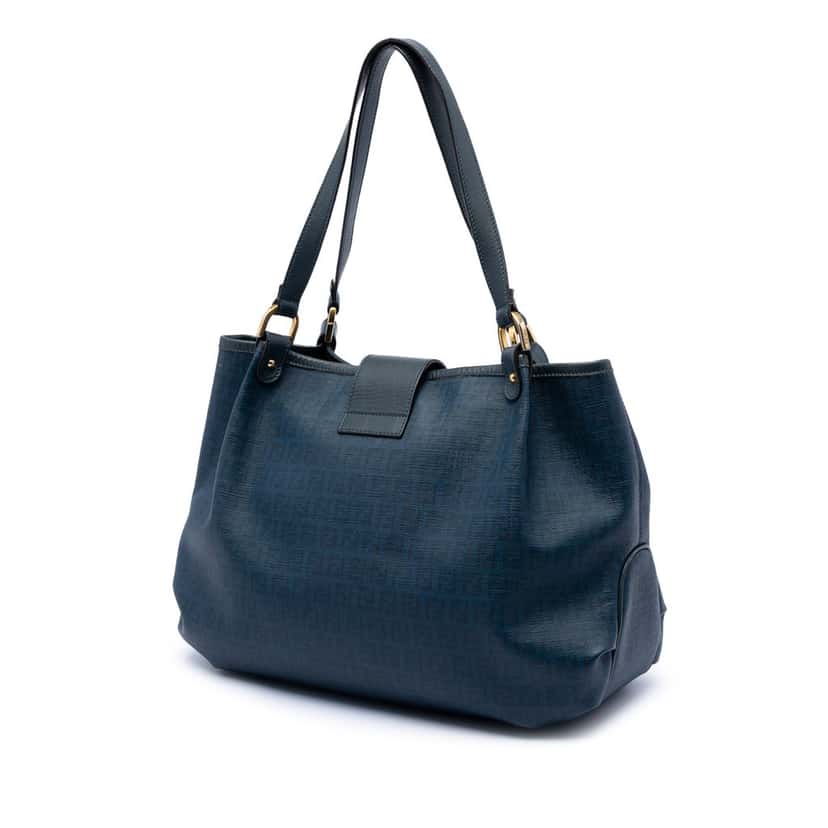 Fendi Zucchino Spalmati Chiusura Tote Blue Very good condition - Back View
