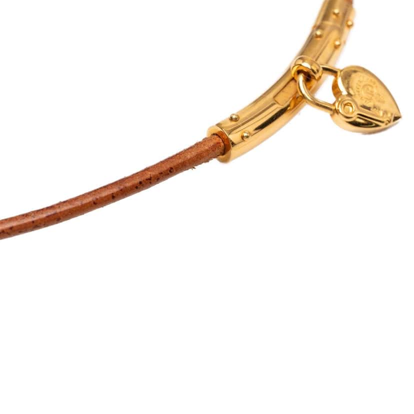 Hermès Leather Viviride Heart Choker Necklace Brown Leather Very good condition - Inside View