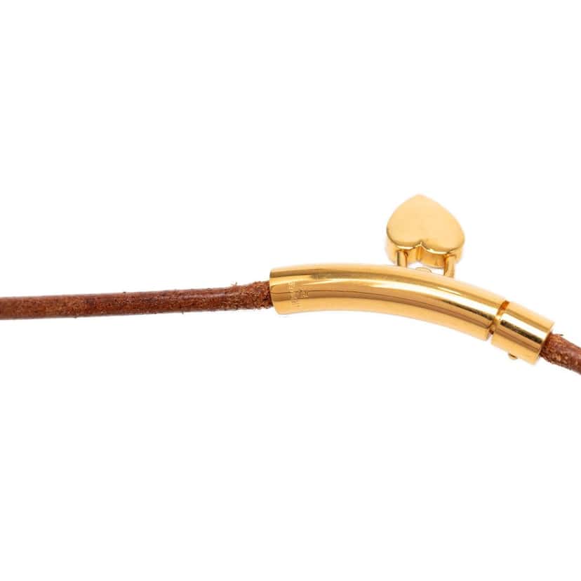 Hermès Leather Viviride Heart Choker Necklace Brown Leather Very good condition - Model View