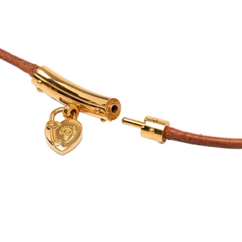 Hermès Leather Viviride Heart Choker Necklace Brown Leather Very good condition - Box View