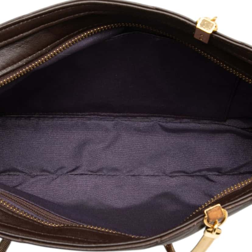 Saint Laurent Quilted Chevron Leather Chain Shoulder Bag Brown Leather Very good condition - Model View