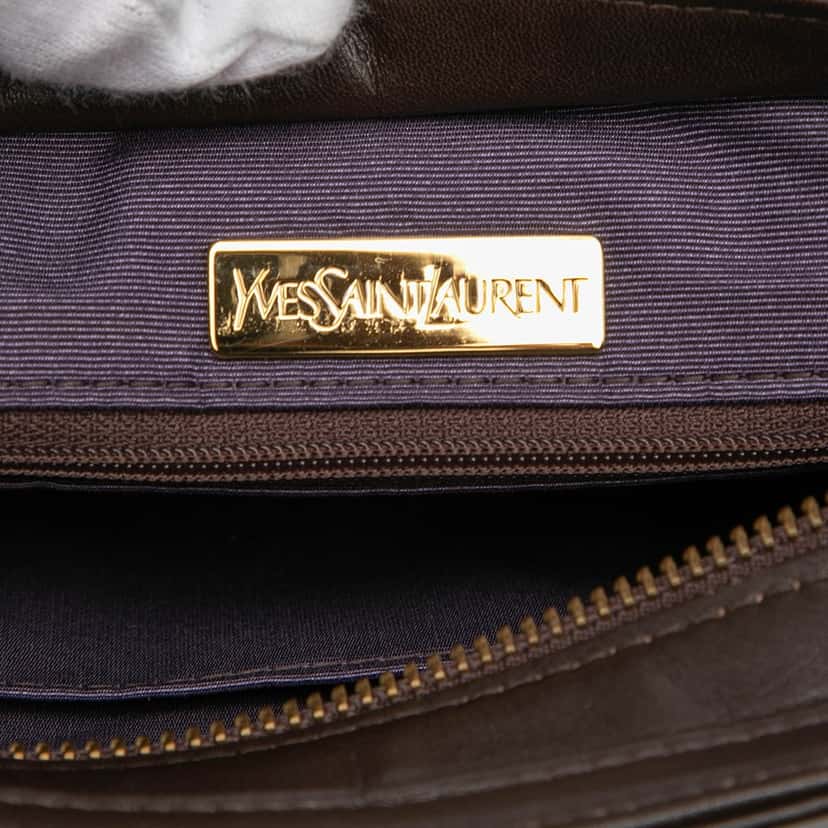 Saint Laurent Quilted Chevron Leather Chain Shoulder Bag Brown Leather Very good condition - Box View