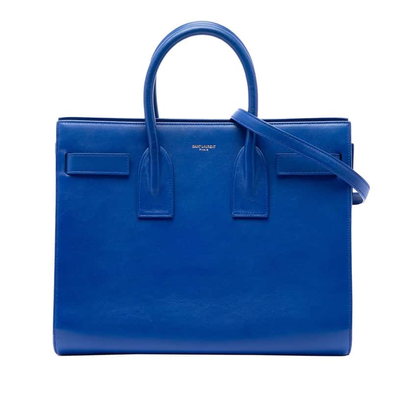 Saint Laurent Small Leather Sac De Jour Satchel Blue Leather Very good condition - Front View