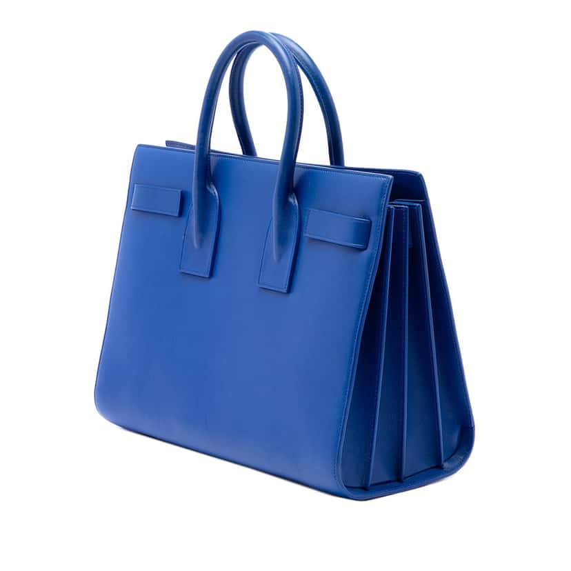 Saint Laurent Small Leather Sac De Jour Satchel Blue Leather Very good condition - Back View