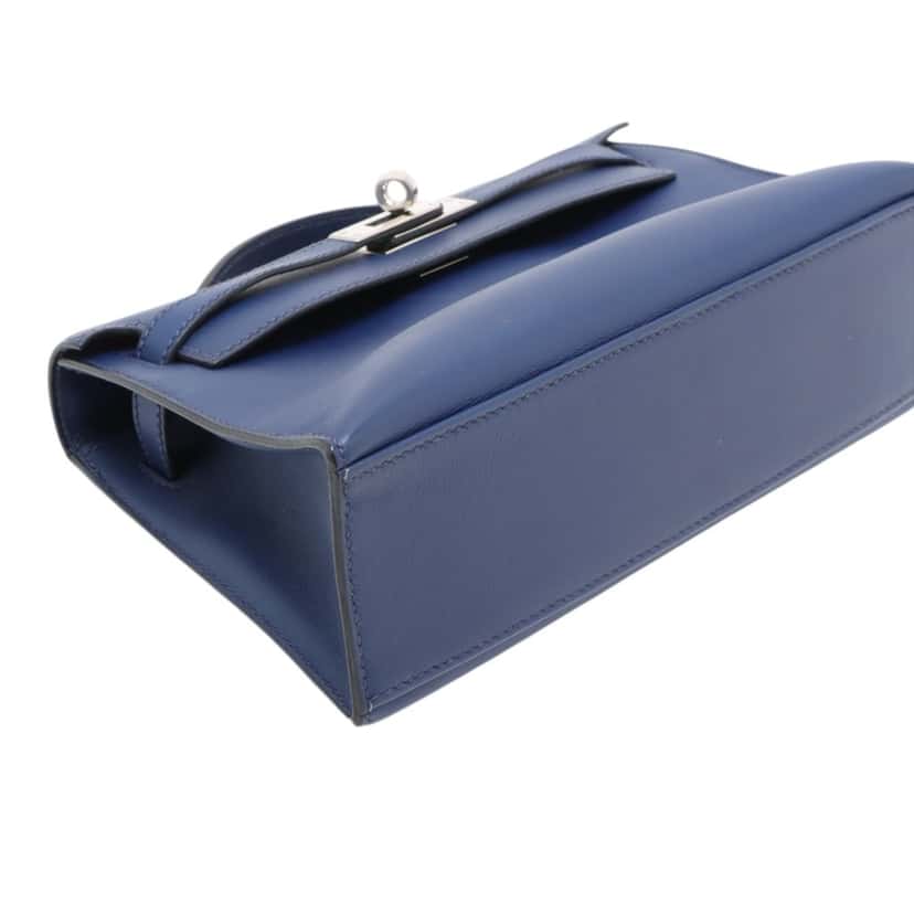 Hermès Swift Kelly Pochette 22 Blue Leather Very good condition - Inside View