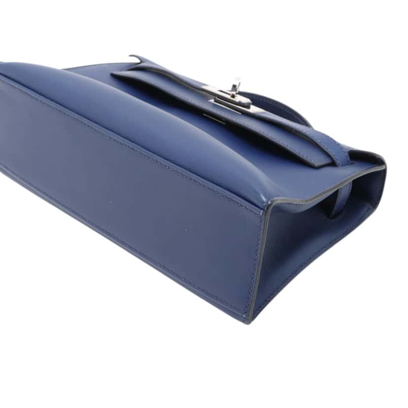 Hermès Swift Kelly Pochette 22 Blue Leather Very good condition - Model View