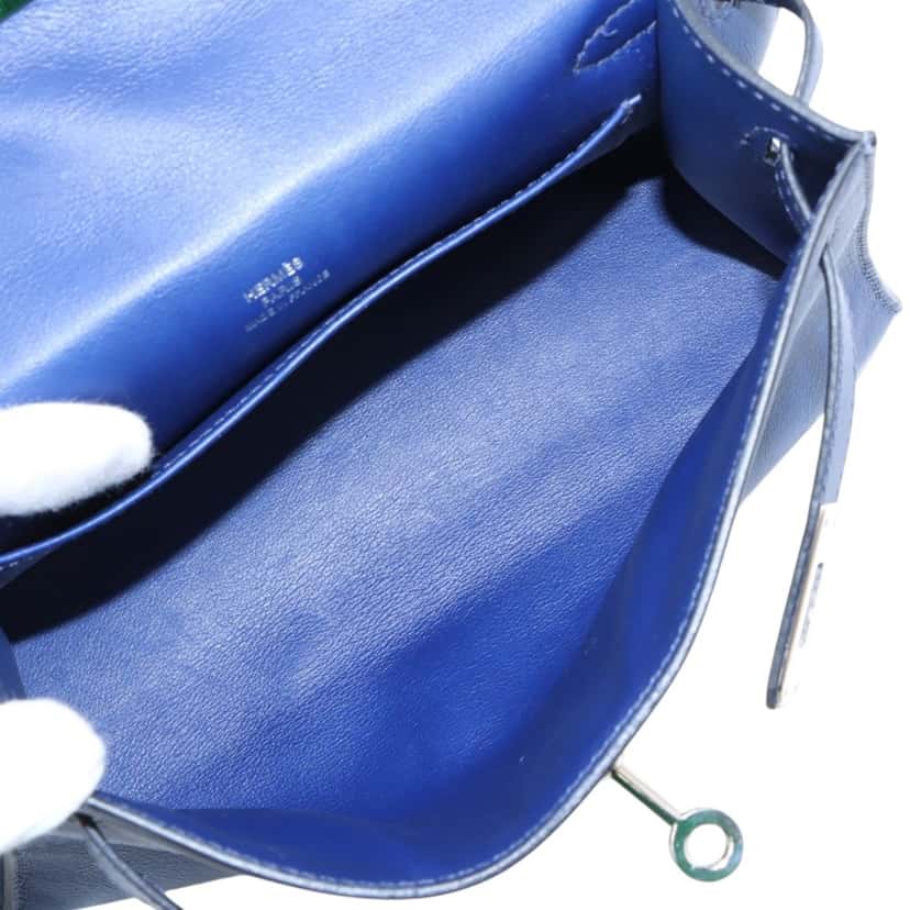 Hermès Swift Kelly Pochette 22 Blue Leather Very good condition - Box View