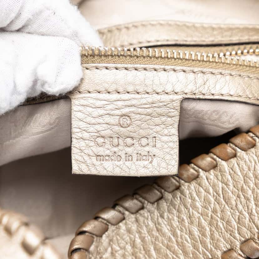 Gucci Medium Calfskin New Jackie Satchel Gold Leather Very good condition - Box View