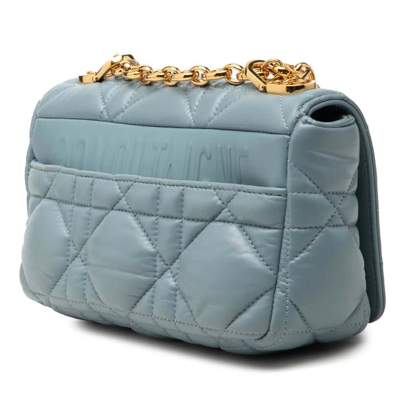 Dior Small Lambskin Macrocannage Caro Crossbody Blue Leather Very good condition - Back View