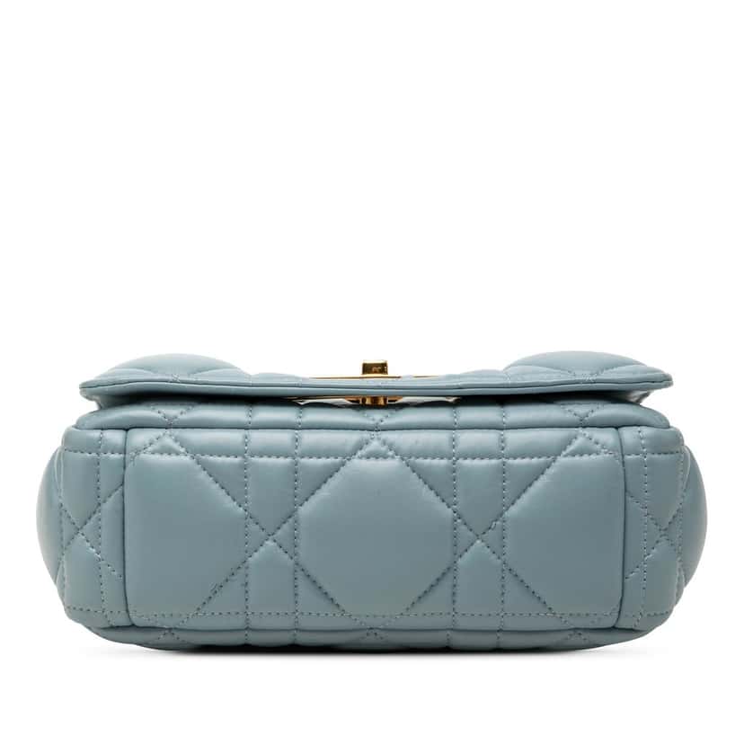 Dior Small Lambskin Macrocannage Caro Crossbody Blue Leather Very good condition - Inside View