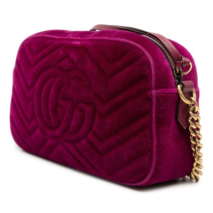 Gucci Small GG Marmont Matelasse Velvet Crossbody Purple Very good condition - Back View