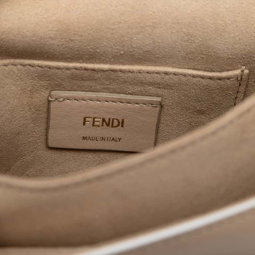 Fendi Mini Scalloped Leather and Studded Floral Kan I Crossbody Beige Leather Very good condition - Box View